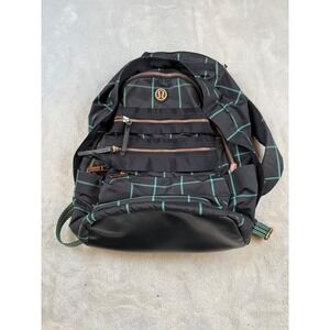 lululemon athletica Black Backpack with Green Grid